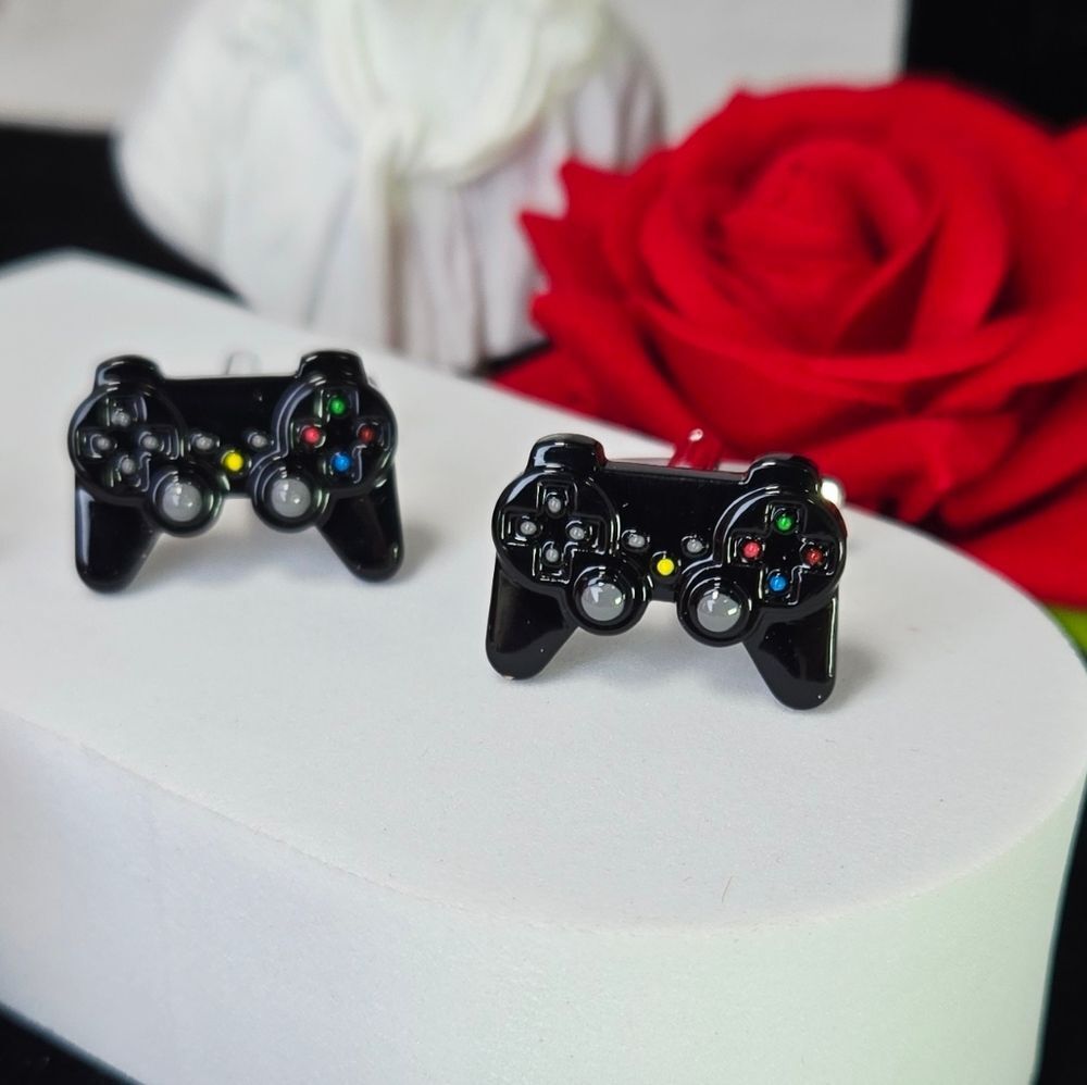 Game Controller Cufflinks Black Enamel Gamer Console Controller French Cuff Prom